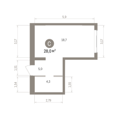 28.00 м² | 2 - 7 эт. 00