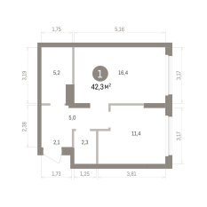 42.00 м² | 6 - 9 эт. 00
