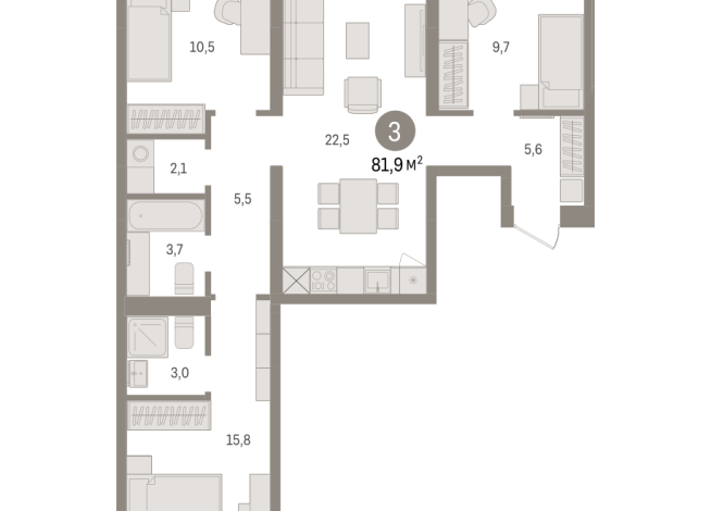 81.00 м² | 3 - 8 эт.