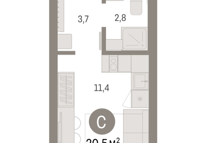 21.00 м² | 5 - 9 эт.