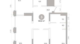 83.00 м² | 3 - 17 эт.