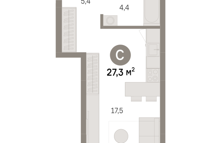 27.00 м² | 4 - 16 эт.