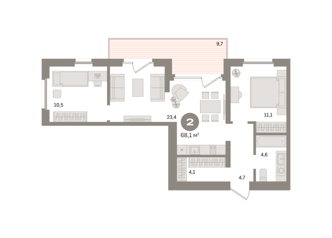 68.00 м² | 9 - 24 эт.