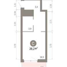26.00 м² | 5 - 8 эт. 00