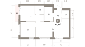 64.00 м² | 7 - 16 эт.