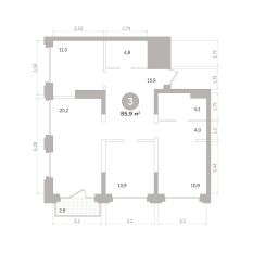 85.00 м² | 14 - 17 эт. 00