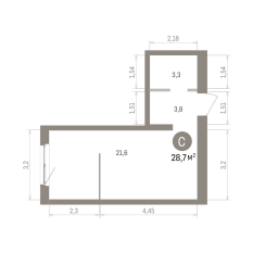 28.00 м² | 4 - 8 эт. 00