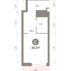 26.00 м² | 5 - 8 эт. 00