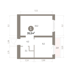 35.00 м² | 7 - 9 эт. 00