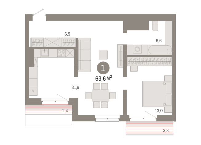 63.00 м² | 7 - 8 эт.