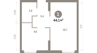 44.00 м² | 4 - 8 эт.