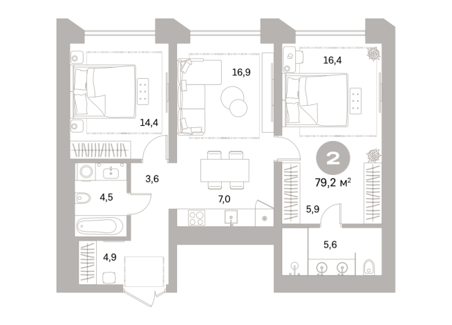 79.00 м² | 5 - 25 эт.