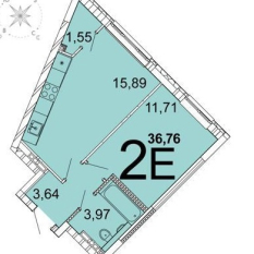 1-к квартира | 36.76 м² | 8 - 14 эт. 21