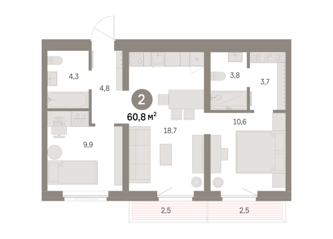 60.00 м² | 3 - 8 эт.