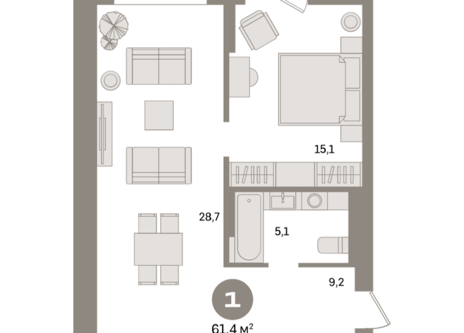 61.00 м² | 5 - 17 эт.