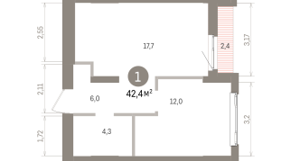 42.00 м² | 4 - 16 эт.