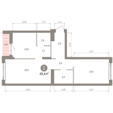 65.00 м² | 4 - 7 эт. 00