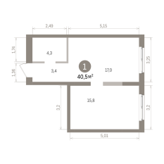 40.00 м² | 12 - 15 эт. 00