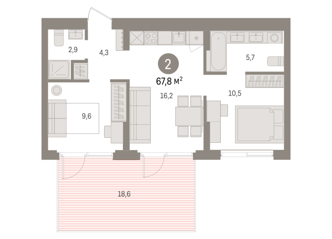 67.00 м² | 2 - 7 эт.