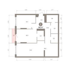 96.00 м² | 3 - 25 эт. 00