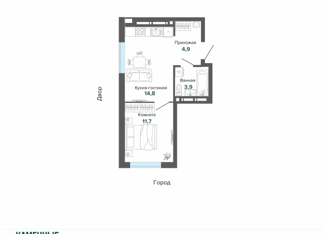 35.29 м² | 18 - 25 эт.