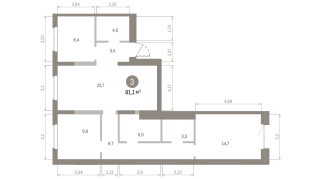 81.00 м² | 2 - 7 эт.