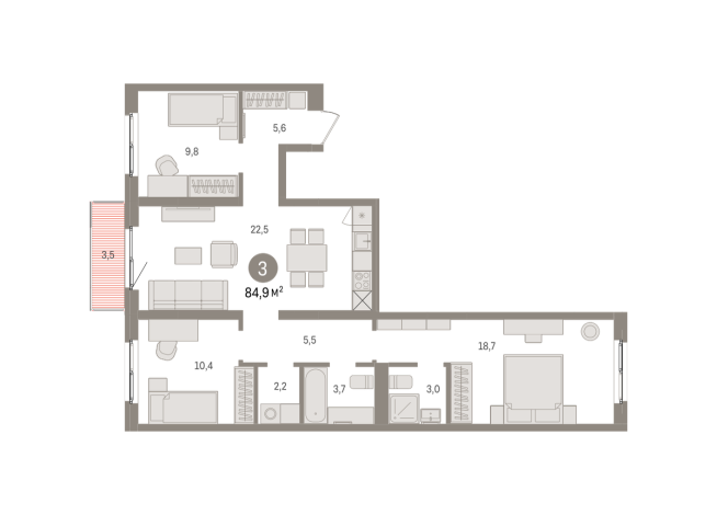 84.00 м² | 4 - 8 эт.