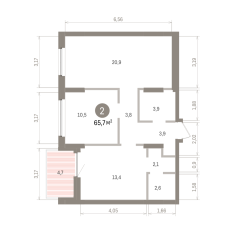 65.00 м² | 6 - 16 эт. 00
