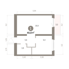 40.00 м² | 7 - 9 эт. 00