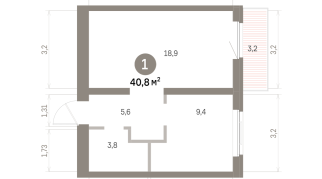 40.00 м² | 7 - 9 эт.