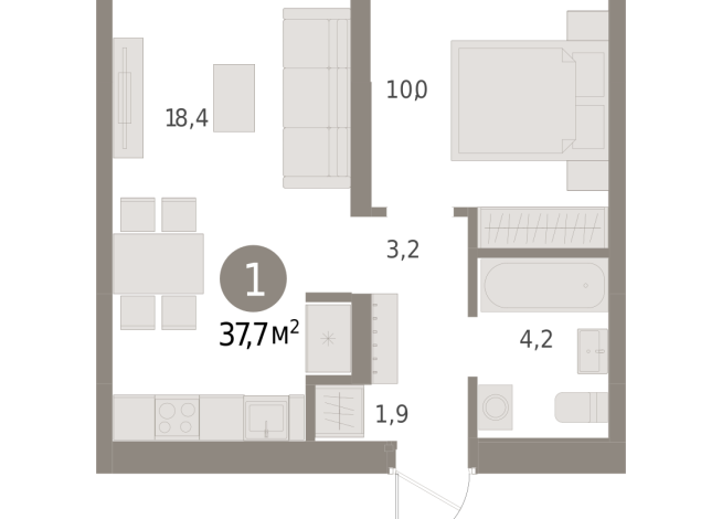37.00 м² | 1 - 8 эт.
