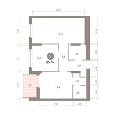 65.00 м² | 8 - 16 эт. 00