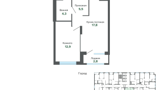 43.26 м² | 5 - 25 эт.