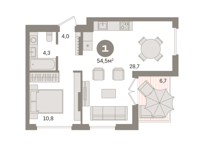 54.00 м² | 9 - 9 эт.