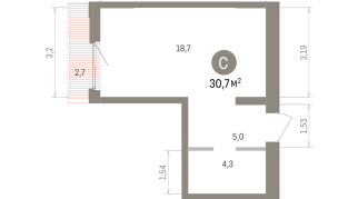 30.00 м² | 7 - 9 эт.