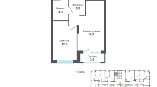 42.84 м² | 7 - 25 эт.