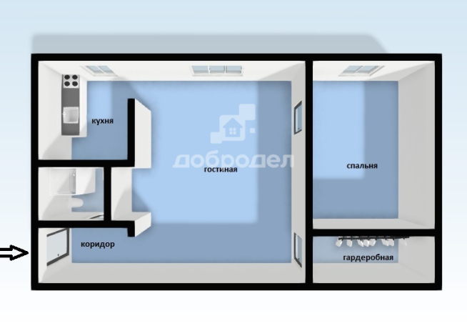 2-к квартира | 43.30 м² | 2 - 5 эт.