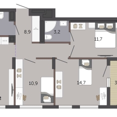 75.10 м² | 9 - 19 эт. 00