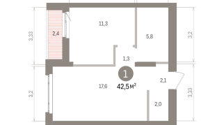 42.00 м² | 12 - 16 эт.