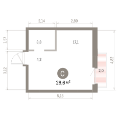 26.00 м² | 5 - 9 эт. 00