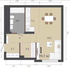 39.30 м² | 1 - 32 эт. 00