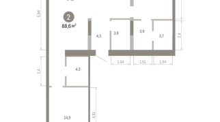 88.00 м² | 8 - 9 эт.