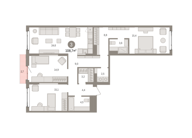 108.00 м² | 4 - 16 эт.