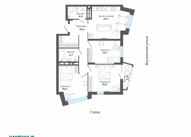 91.89 м² | 18 - 25 эт.