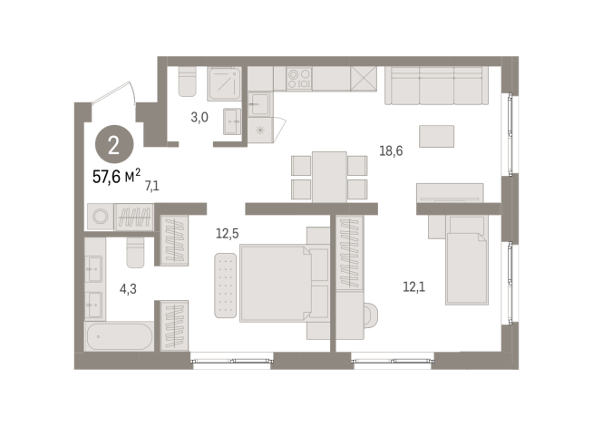 57.00 м² | 10 - 15 эт.