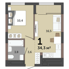 34.30 м² | 13 - 15 эт. 00