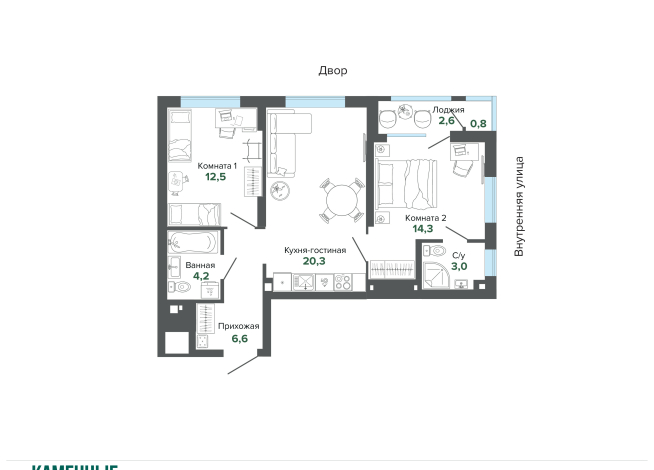 64.23 м² | 2 - 25 эт.