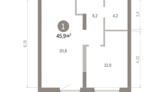 45.00 м² | 6 - 9 эт.