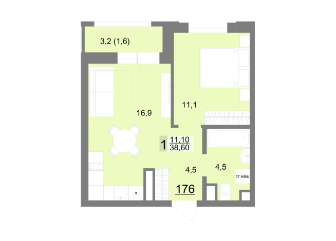 38.40 м² | 20 - 26 эт.