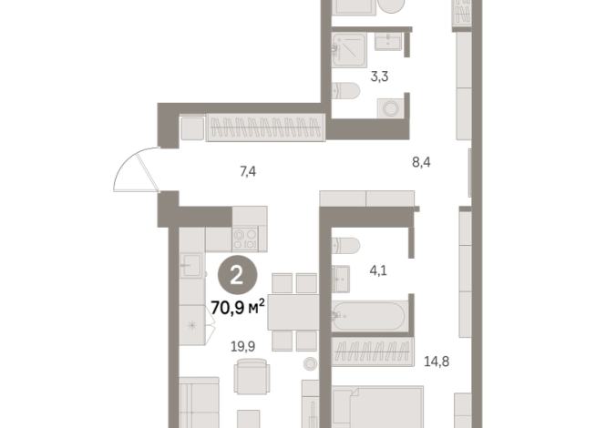 70.00 м² | 5 - 9 эт.